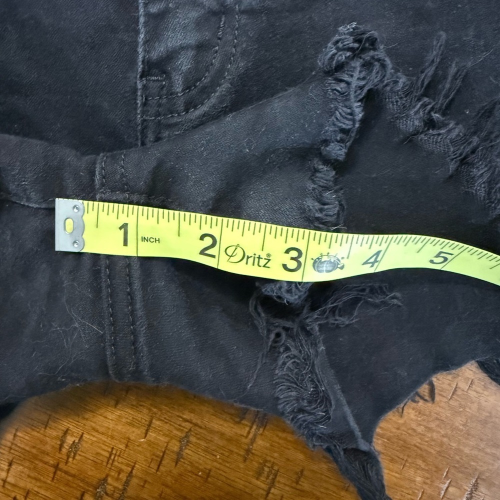 KanCan Women's Black Frayed Denim Shorts - Picture 8 of 8